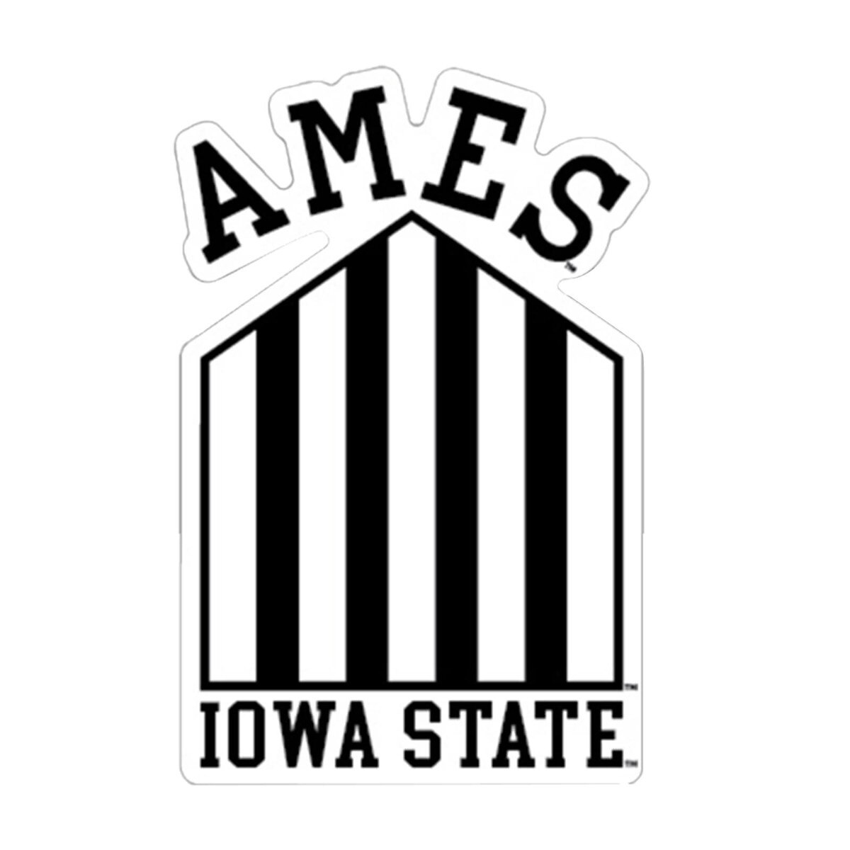 Commemorative Collection 5-Bar Ames Black & White Rugged Sticker (2.5" x 3.5")